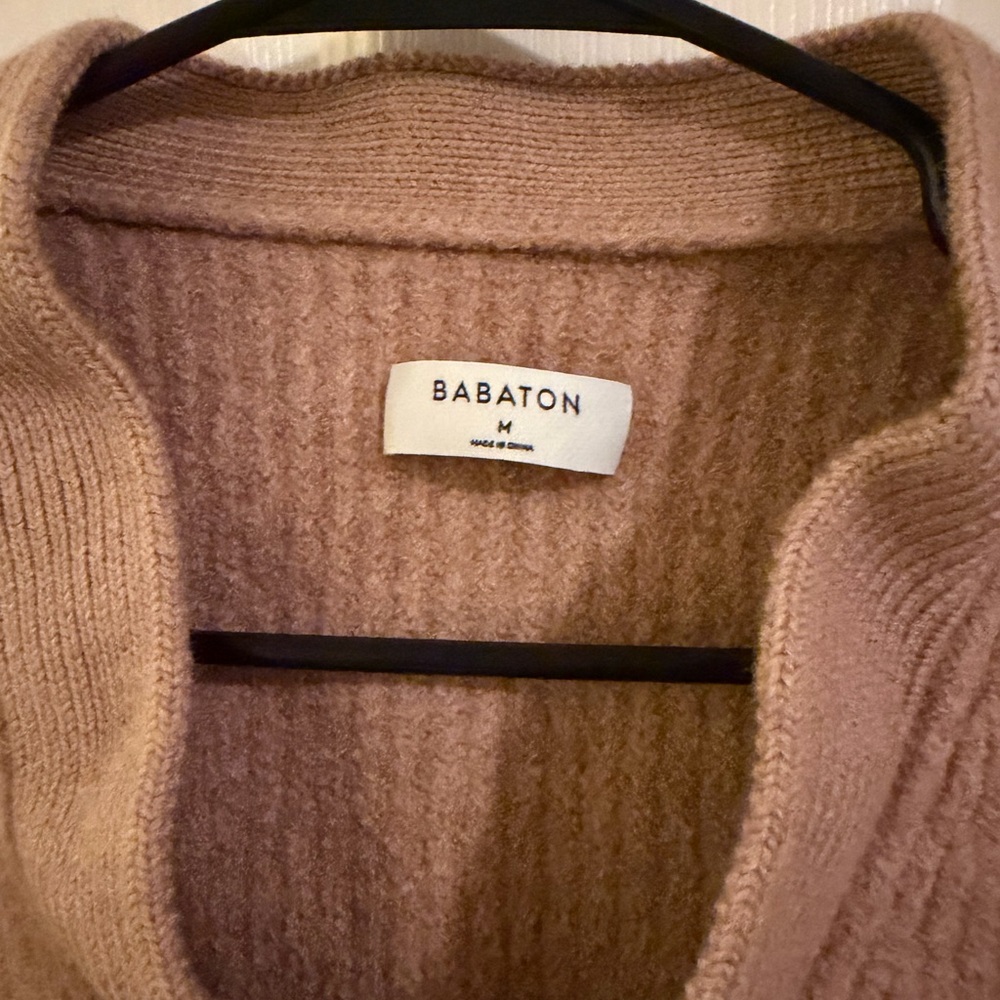 Babaton Ribbed Tan Cardigan Cropped - Picture 2 of 5
